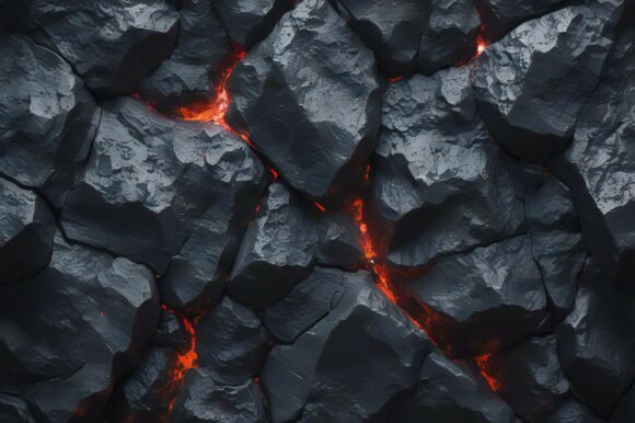 A Black Rock with Red Hot Lava: A Dynamic Background for Creative Projects