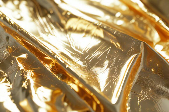 A Close Up of a Shiny Gold Foil: Elevate Your Creative Projects with Elegance and Depth