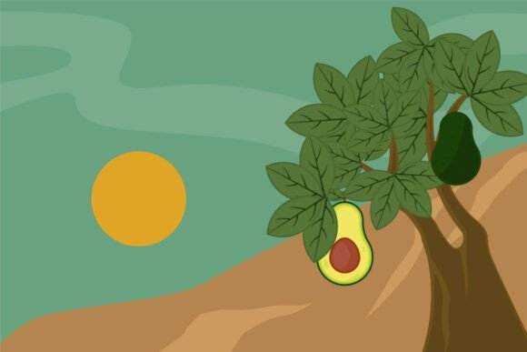 Avocado at Tree Landscaped Vector