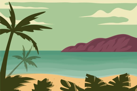 Beach or Island Landscaped Vector Design