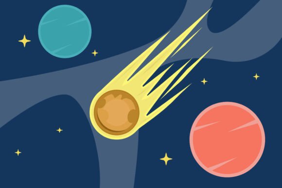 Comet Around Planet Vector Illustration: A Versatile Design for Space-Themed Projects
