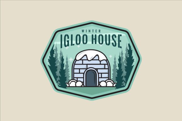 Igloo House with Snow Emblem Logo Vector