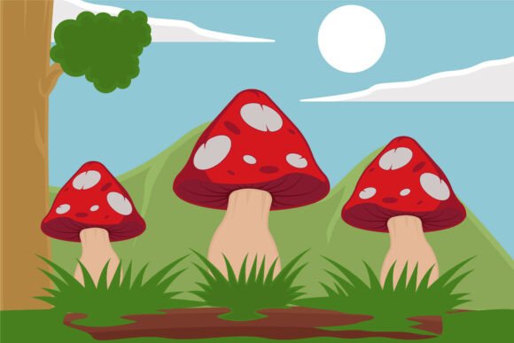Mushroom at Nature Landscaped Vector: A Strategic Design for Creative and Business Applications