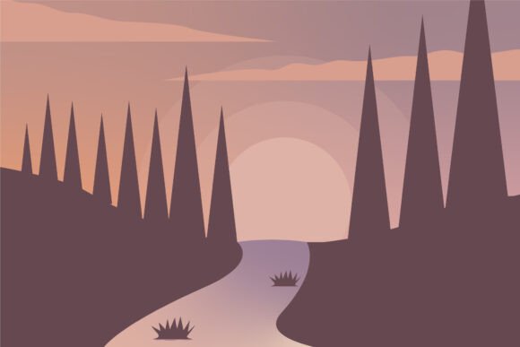 River at Nature Landscaped Vector: A Versatile Design for Modern Creativity