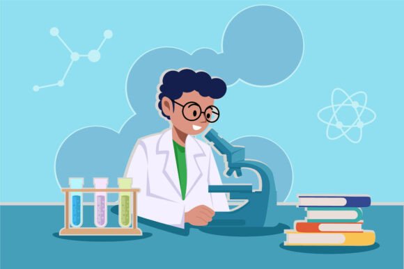 Scientist Man Use Microscopes Vector: A Versatile Tool for Modern Design Workflows
