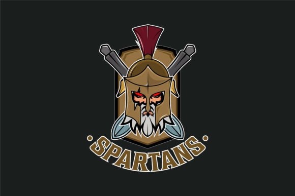 Spartan Helmet and Cross Swords Logo