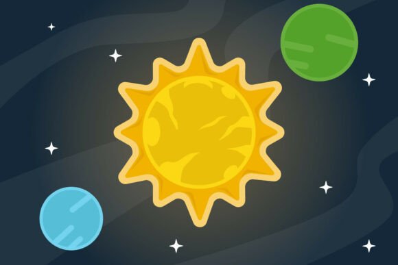 Sun Around Planet Vector Illustration: A Versatile Design for Space-Themed Projects