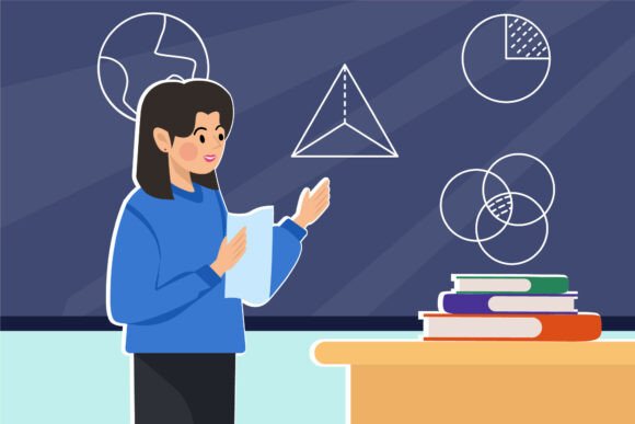 Teacher Giving Lesson to Her Students: A Versatile Graphic for Modern Design Projects