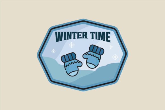Winter Gloves Emblem Logo Vector Line